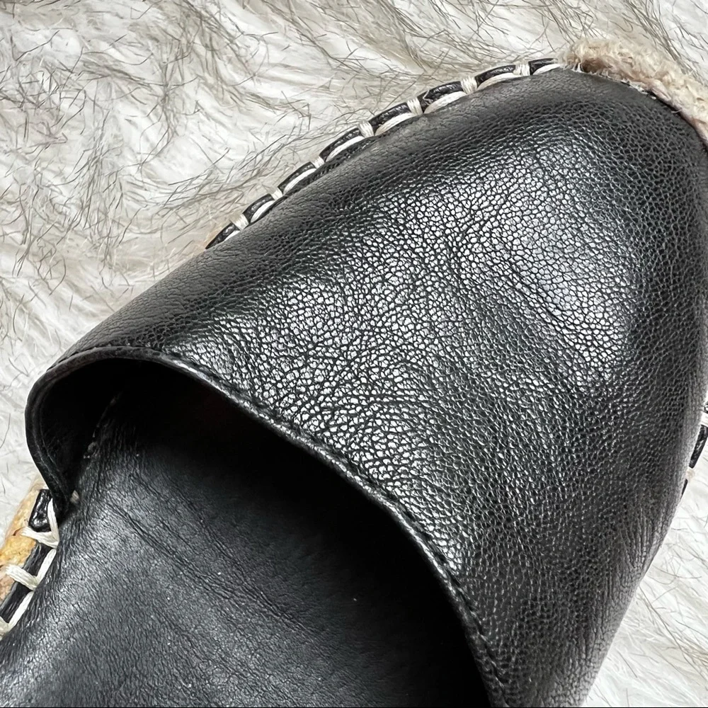Eileen Fisher Black Wallis Leather Wedge Espadrille Sandals Ankle Strap Size 6.5 - Picture 6 of 12